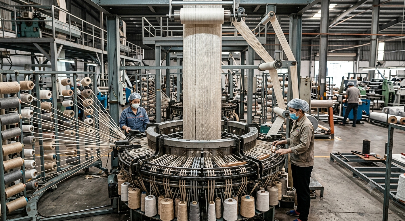 Hệ thống máy dệt tròn tạo ống bao bì